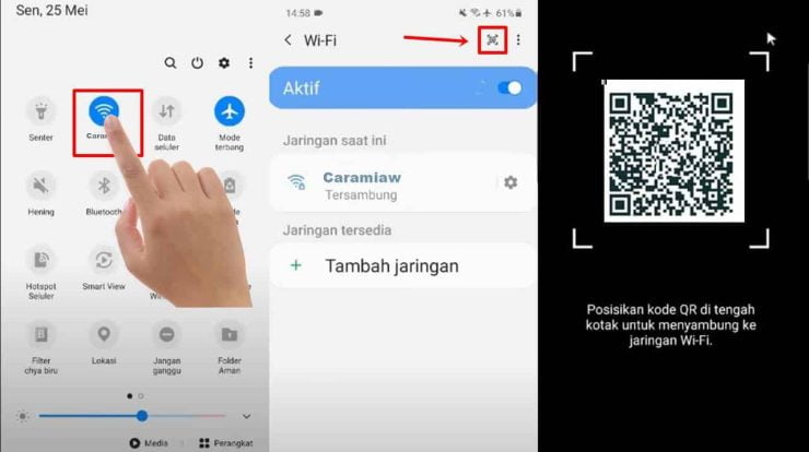 Pilih pada simbol WiFi dan tahan beberapa detik pada simbol tersebut. Berikutnya maka kamu akan diantarkan menuju ke halaman Pengaturan WiFi.