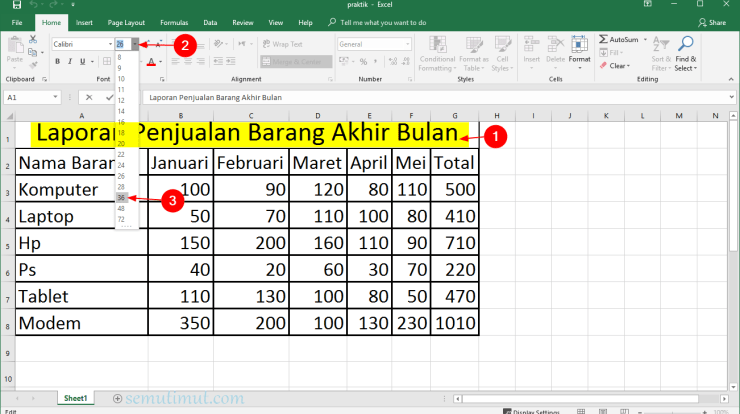 membuat tabel di excel