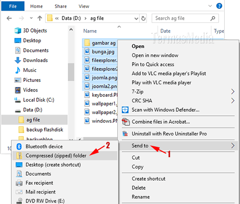 mengkompres zip file microsoft windows