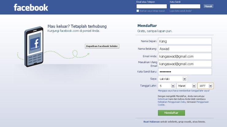 Cara Membuat Akun Facebook Baru