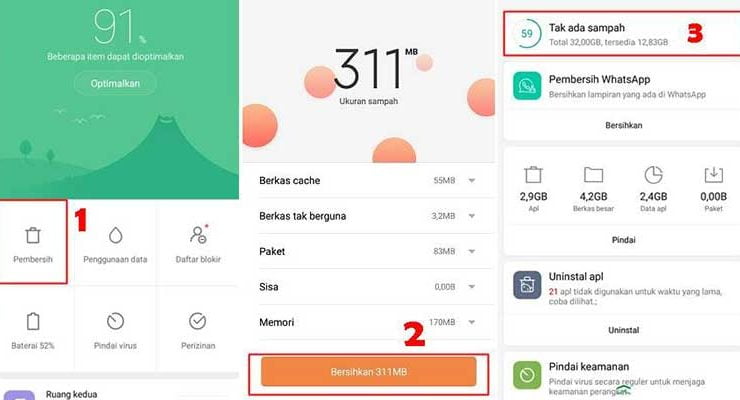 Cara mudah Membersihkan sampah di HP Xiaomi