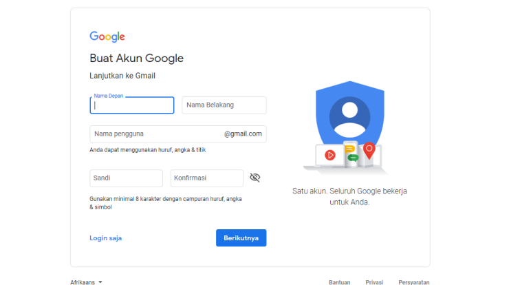 Gambar 2 Cara buat akun Gmail via PC atau laptop