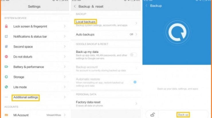 Mengaktifkan Fitur Back Up 1